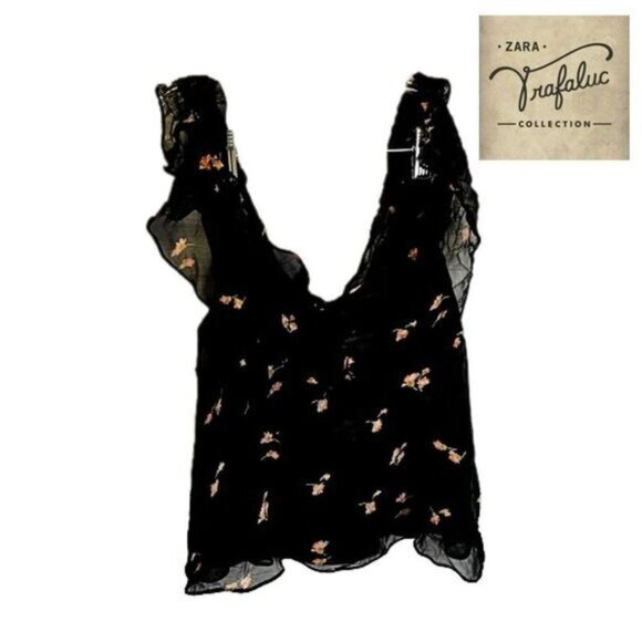 Trafaluc Collection Women's Floral Print Frilled‎ Sleeves Top - Picture 2 of 6